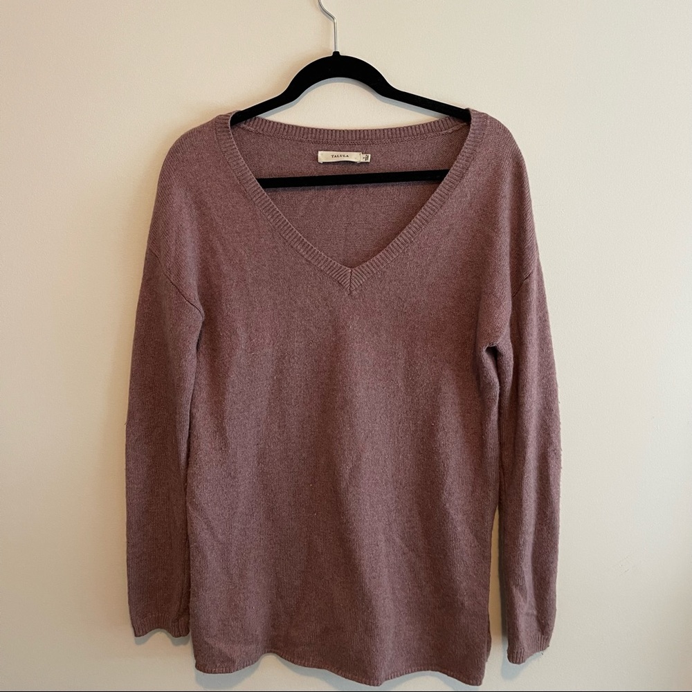 Aritzia | Talula Small Purple Angora Sweater V-Neck with Side Slit